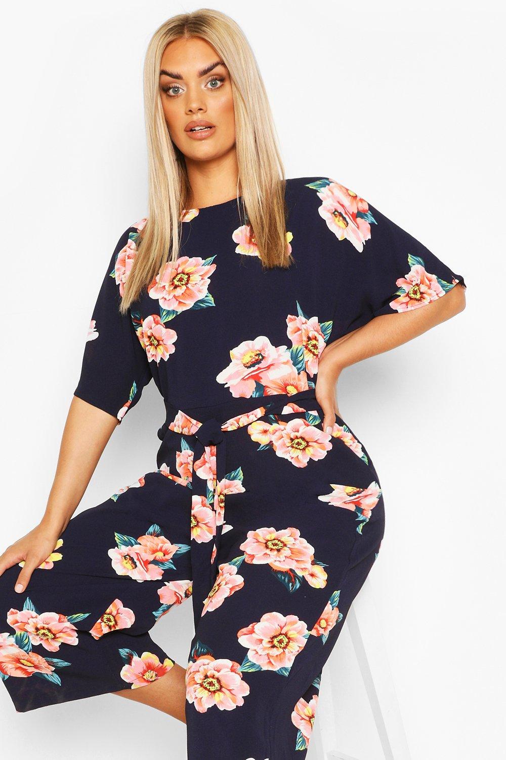navy floral culotte jumpsuit