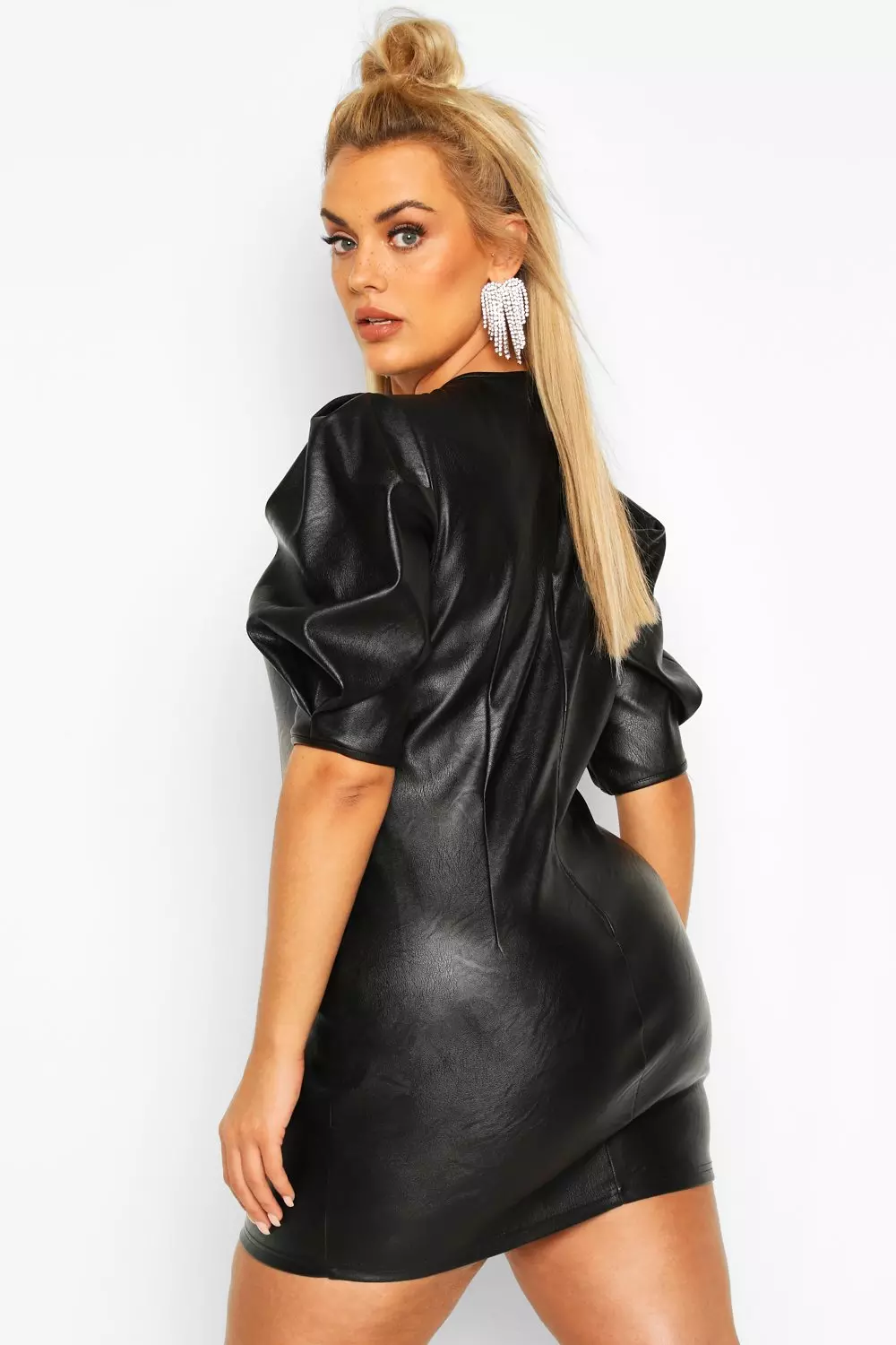 Leather look sale shift dress