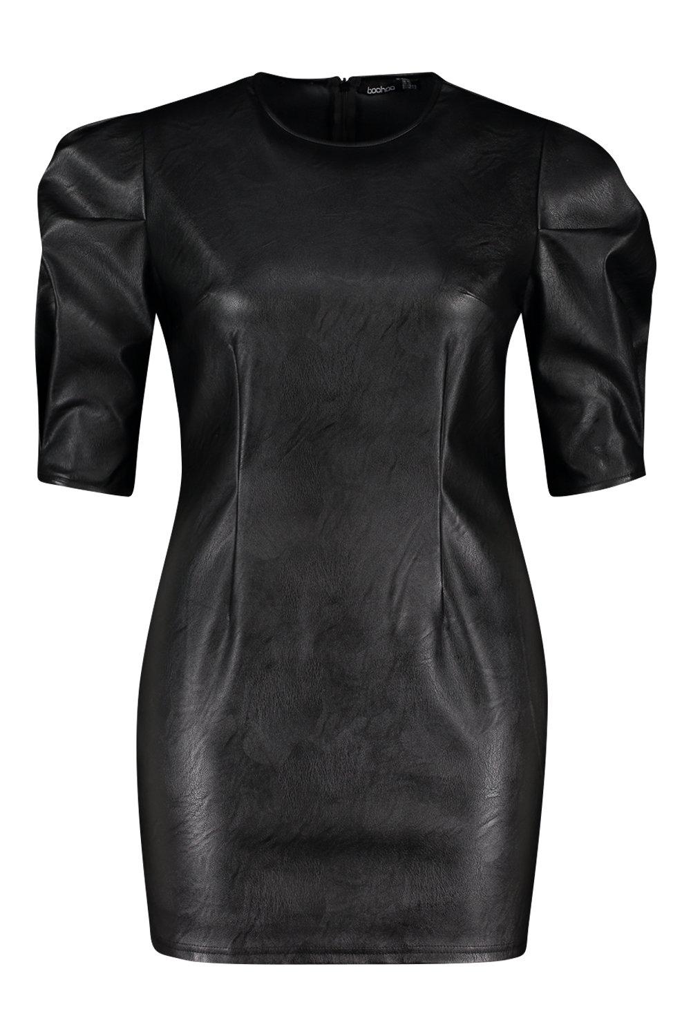 leather look shift dress