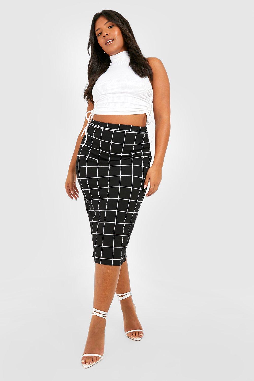 Checkered shop midi skirt