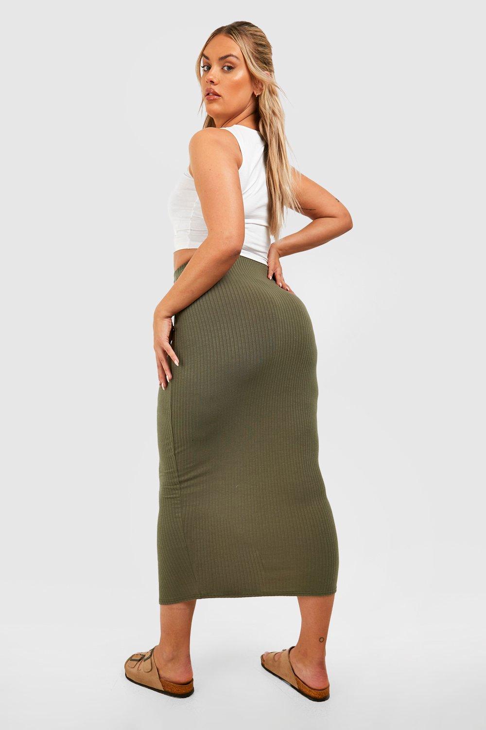 Khaki ribbed skirt store