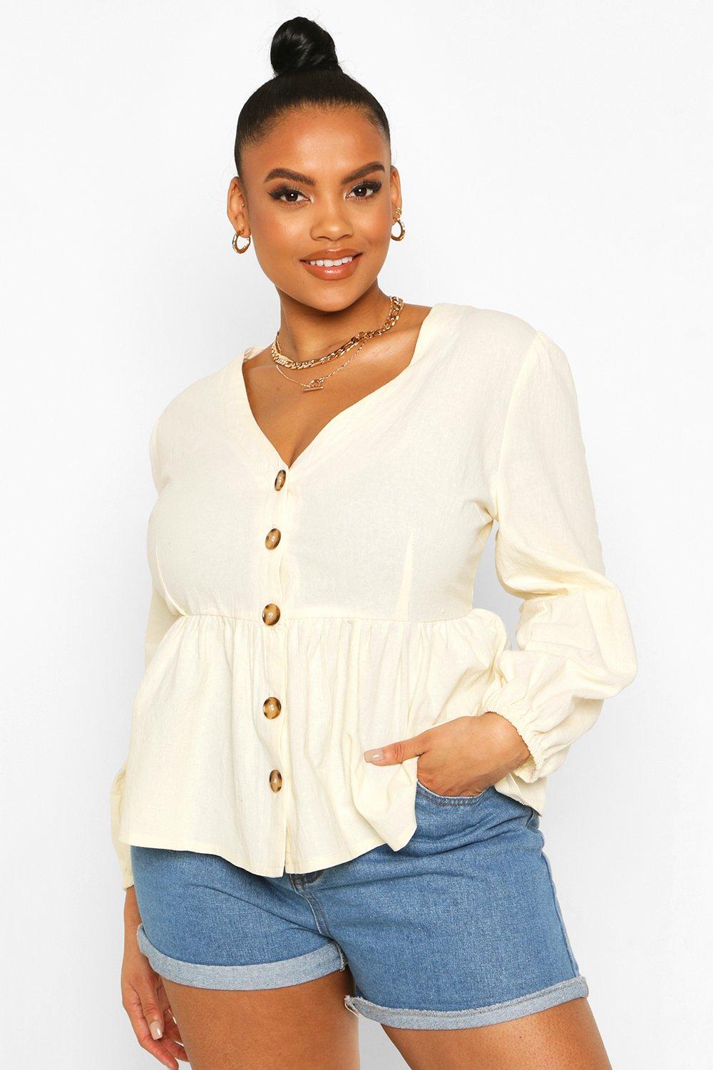 Top Plus con peplo e maniche a campana boohoo IT