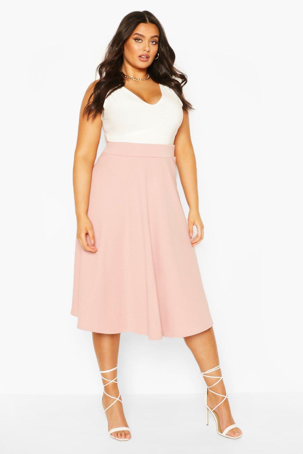 boohoo plus skirts