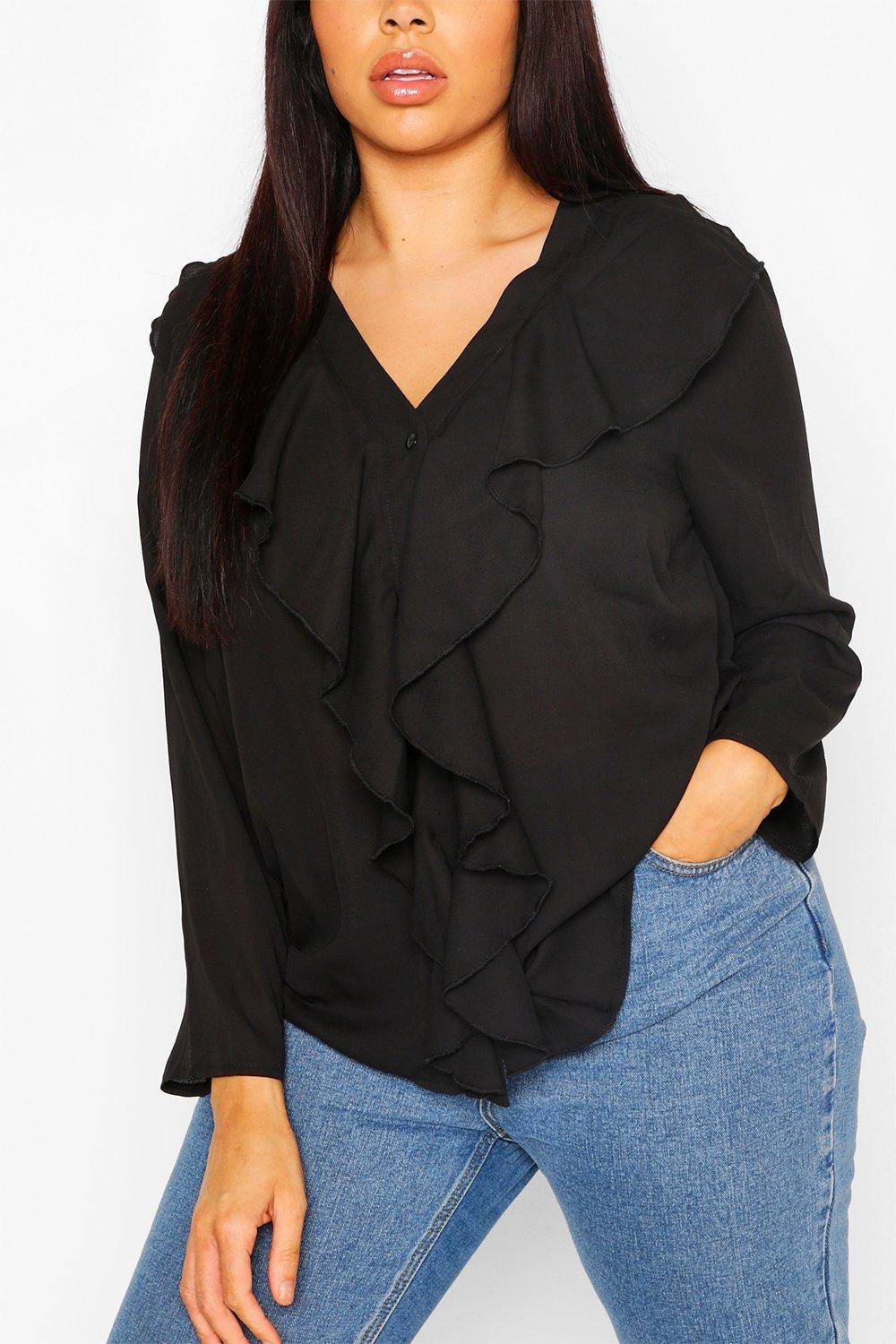blouse with ruffles in front of blouse