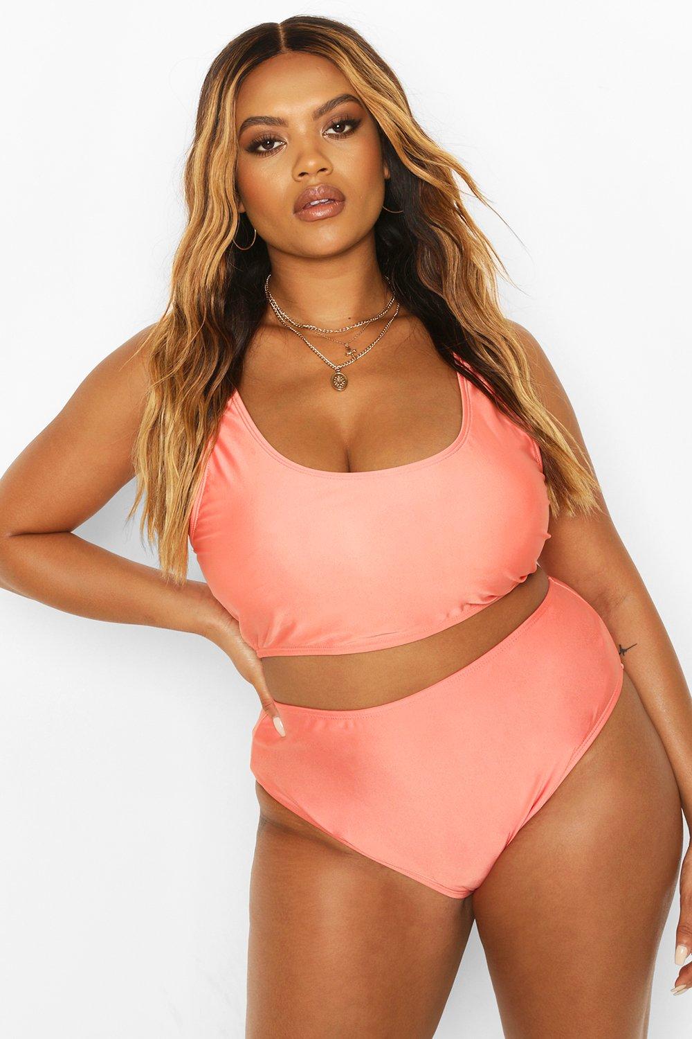 Plus Deep Scoop High Waisted Bikini