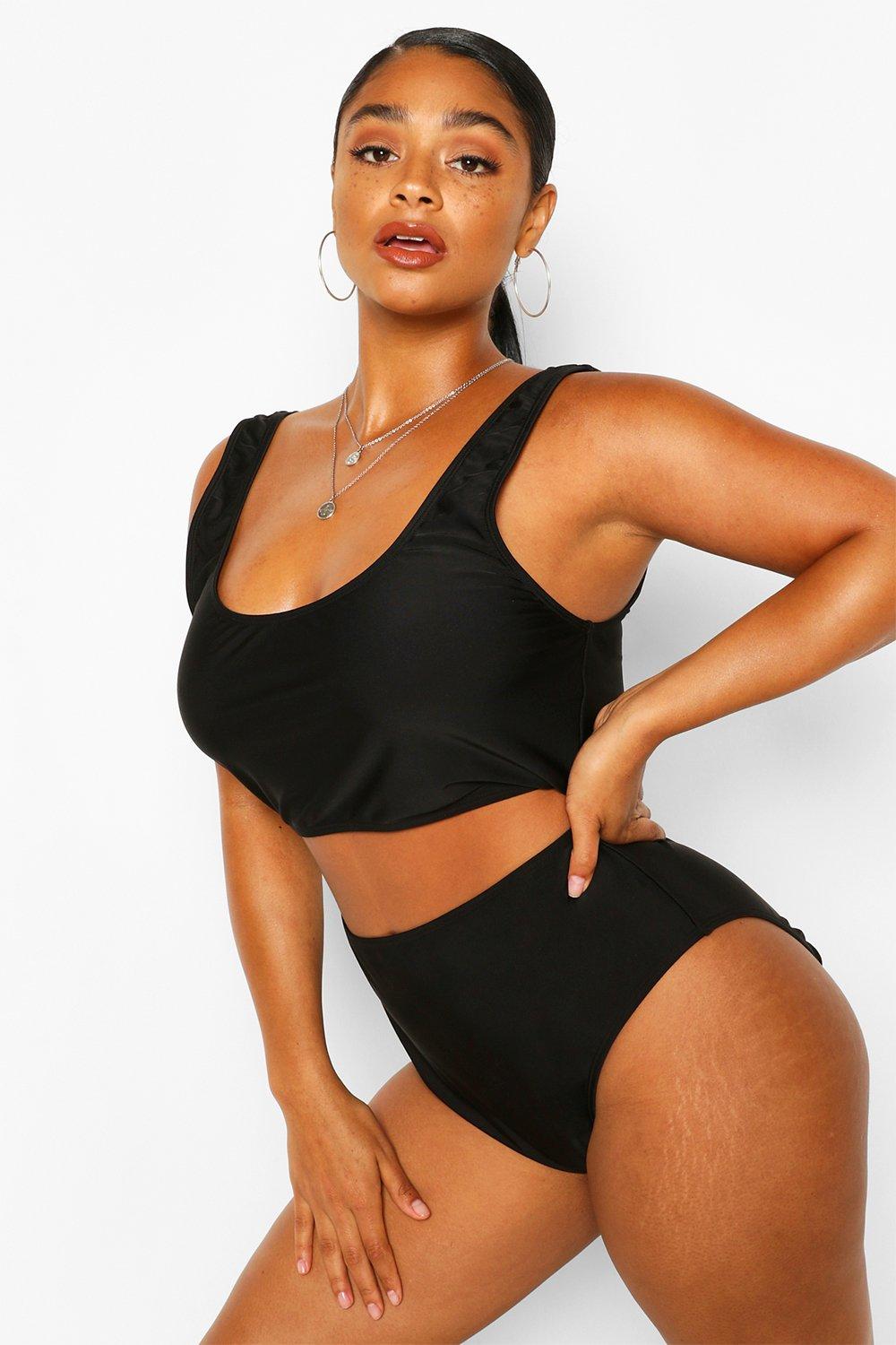 Plus Deep Scoop High Waisted Bikini