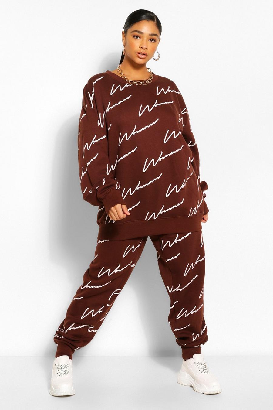 Chocolate Plus All Over Woman Print Sweat Tracksuit image number 1