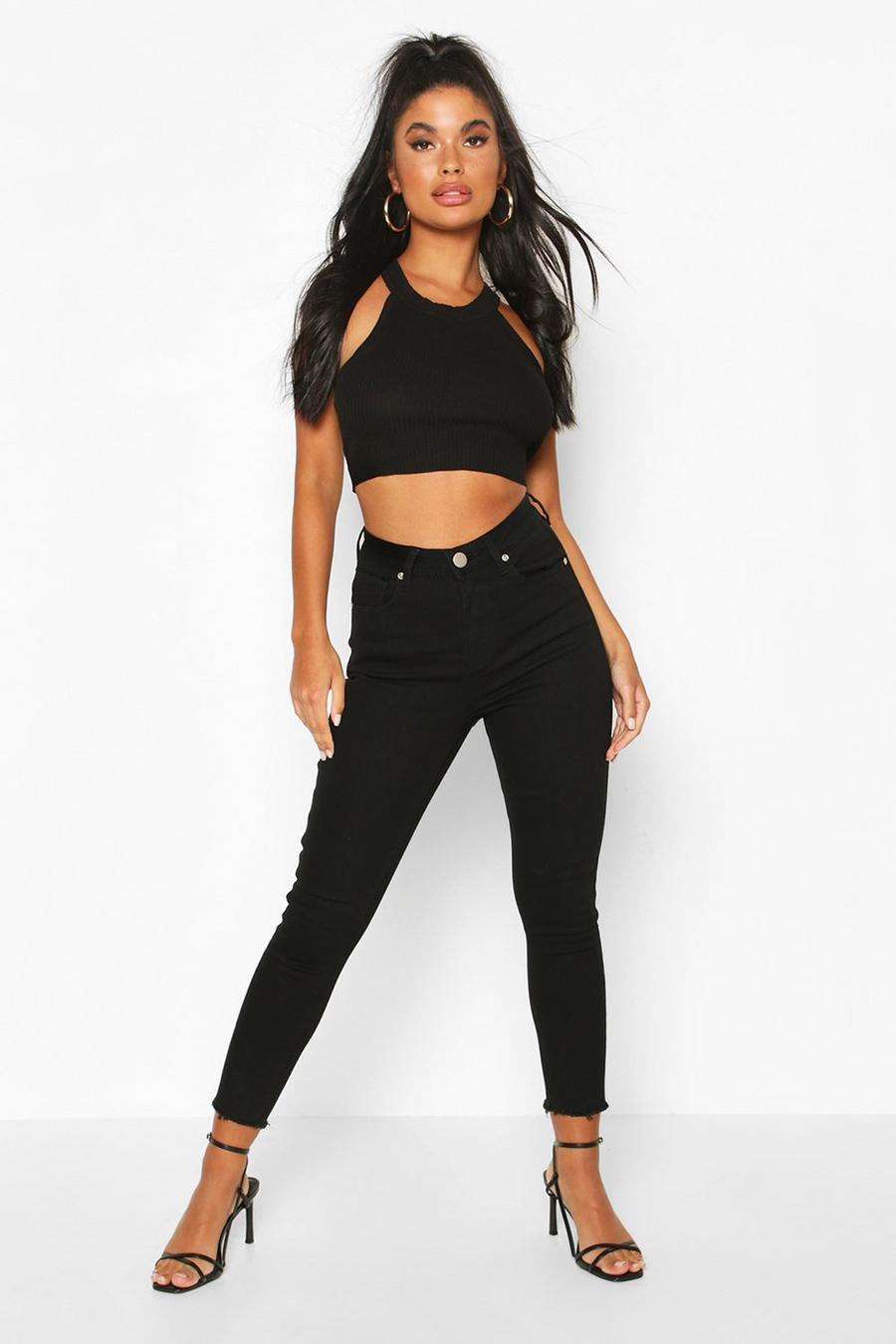 שחור סקיני ג'ינס עם מכפלת פרומה פטיט image number 1