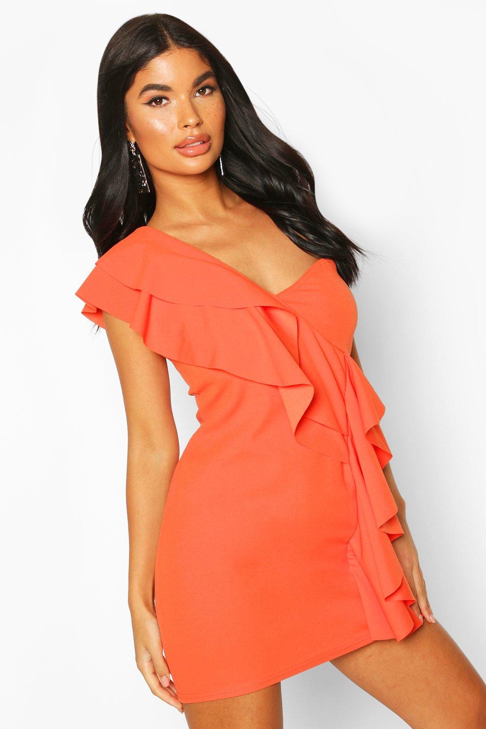 one shoulder dress boohoo