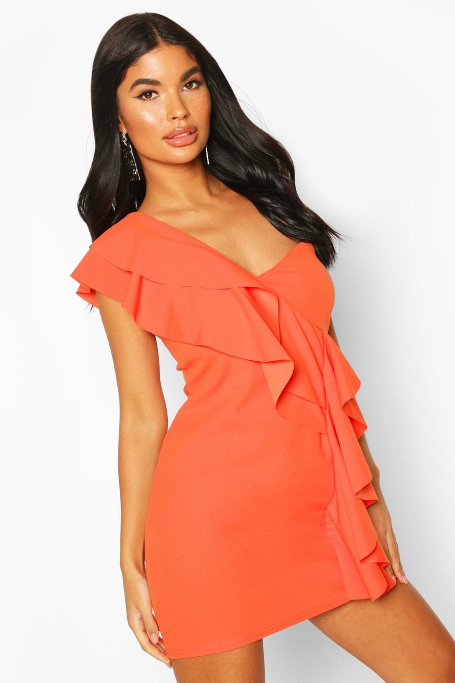 Petite One Shoulder Frill Bodycon Dress image number 1