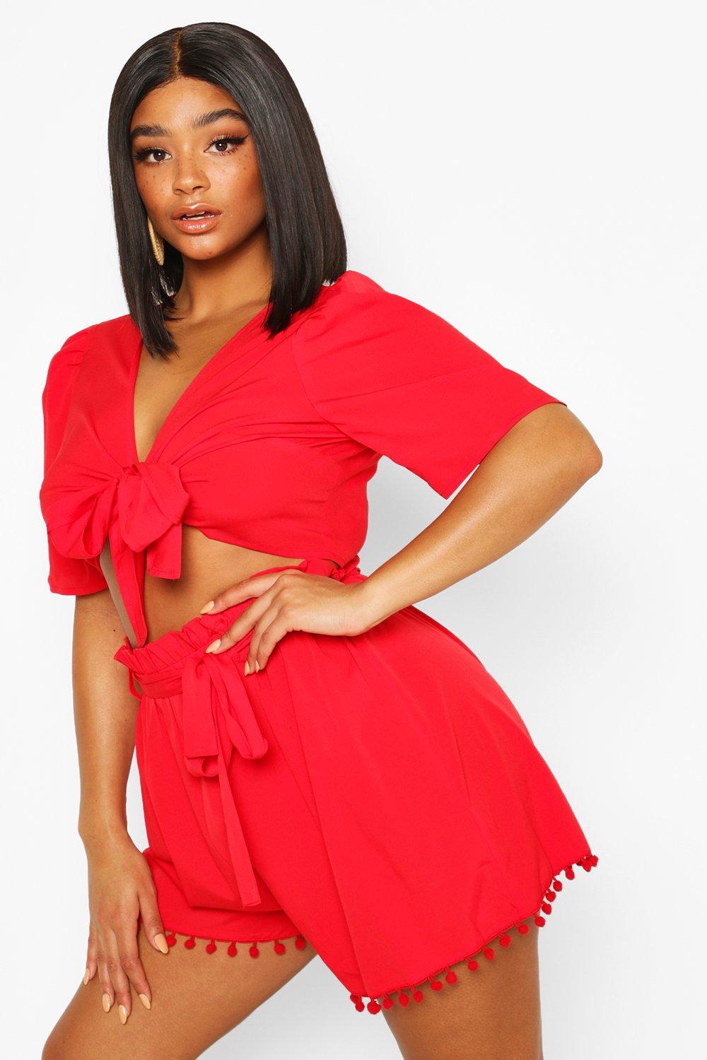 red tassel co ord