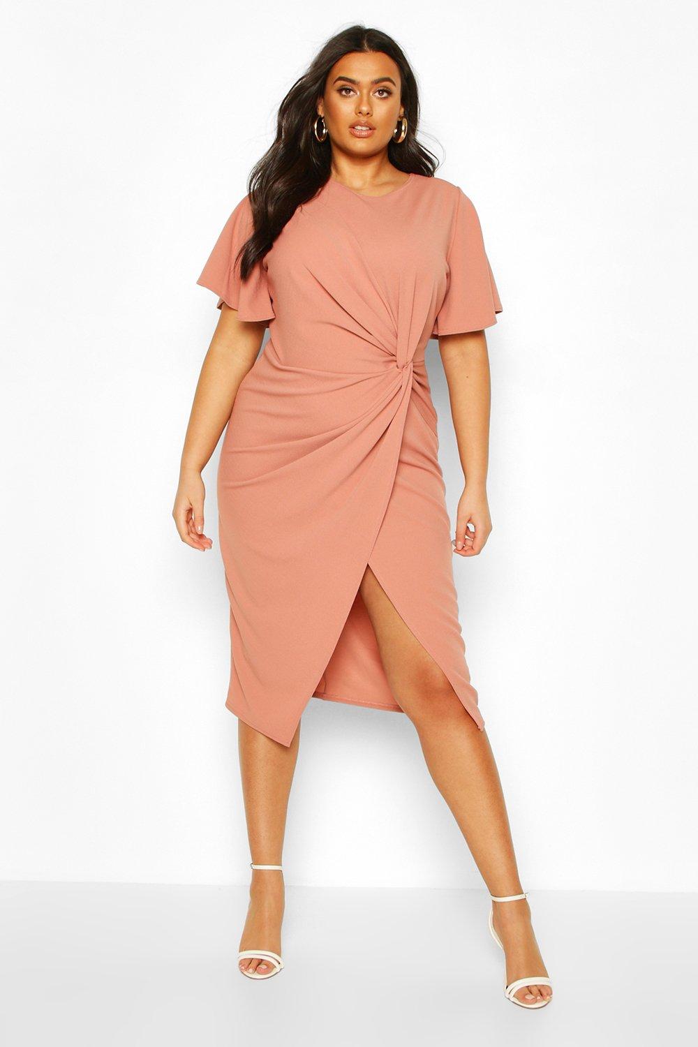 boohoo twist detail skater dress