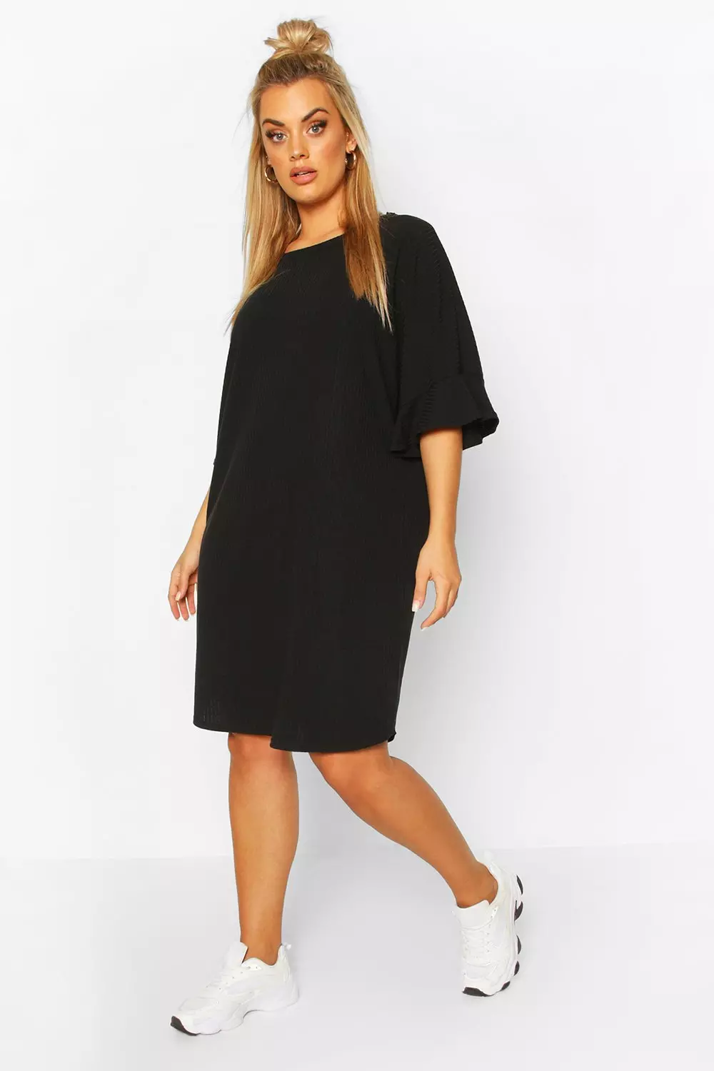 T shirt dress 2024 with ruffle sleeves