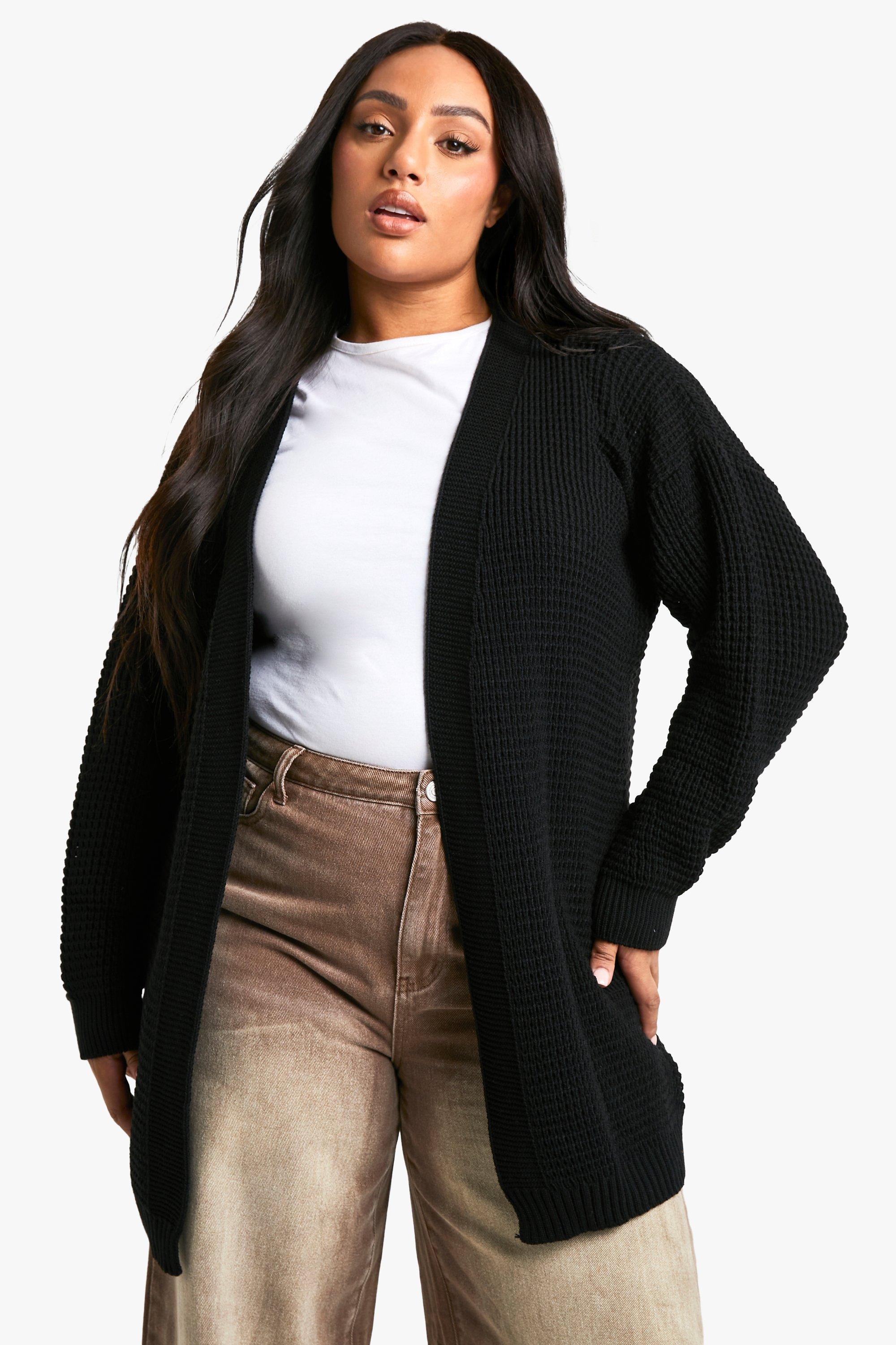 Plus size waffle knit sweater best sale