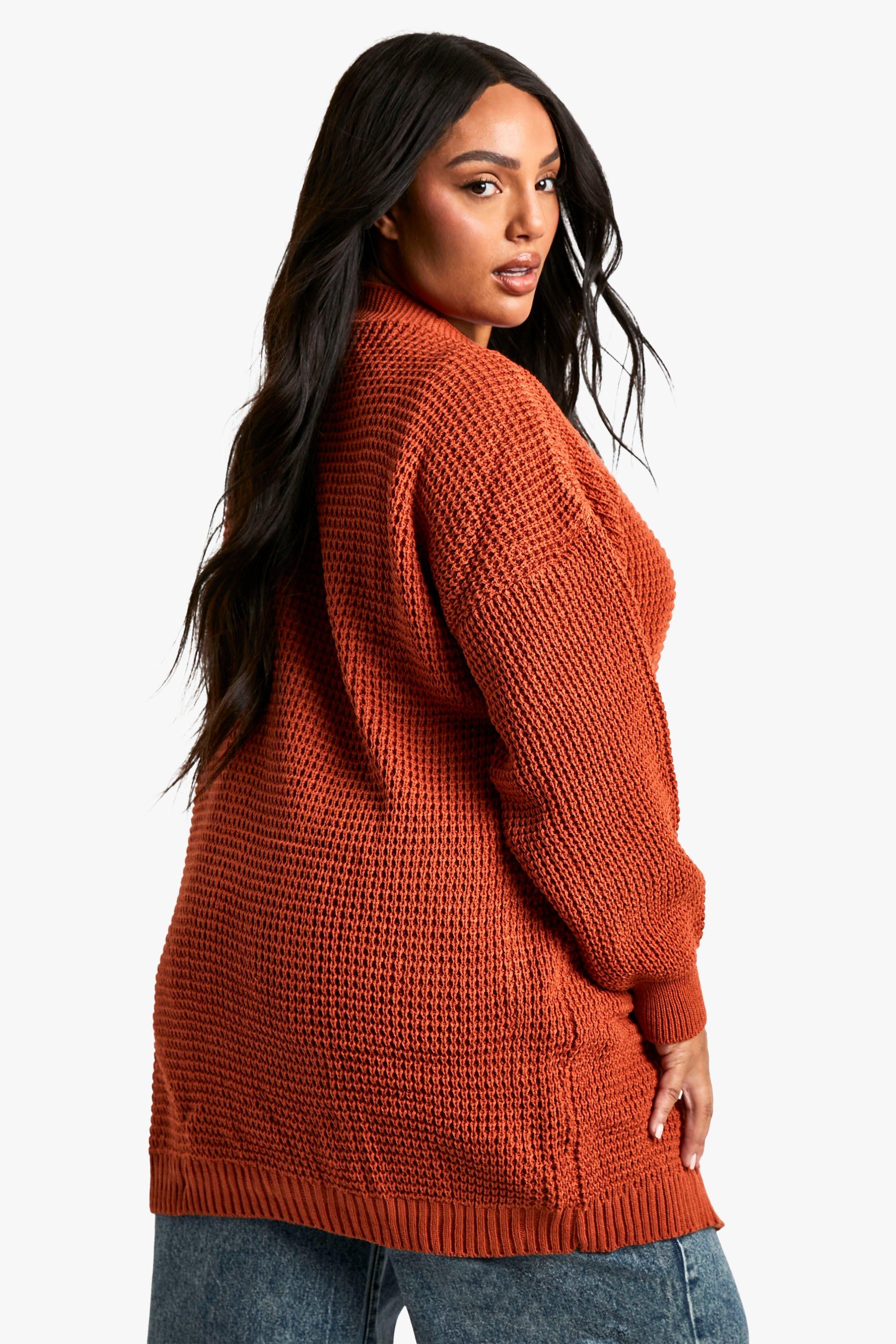 Oversized waffle hot sale knit cardigan