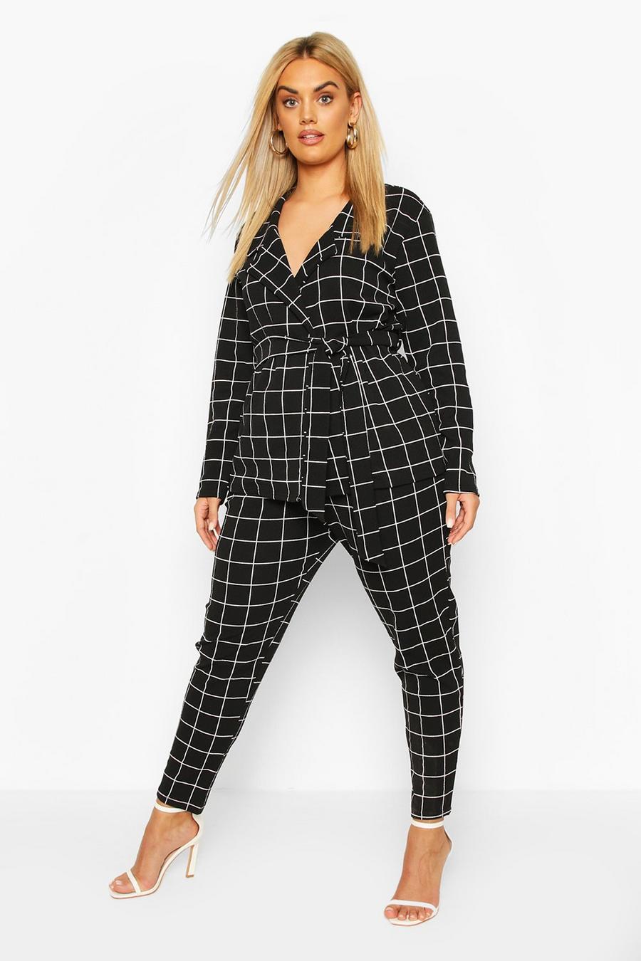 Black Plus Grid Check Blazer & Trouser Co-ord image number 1