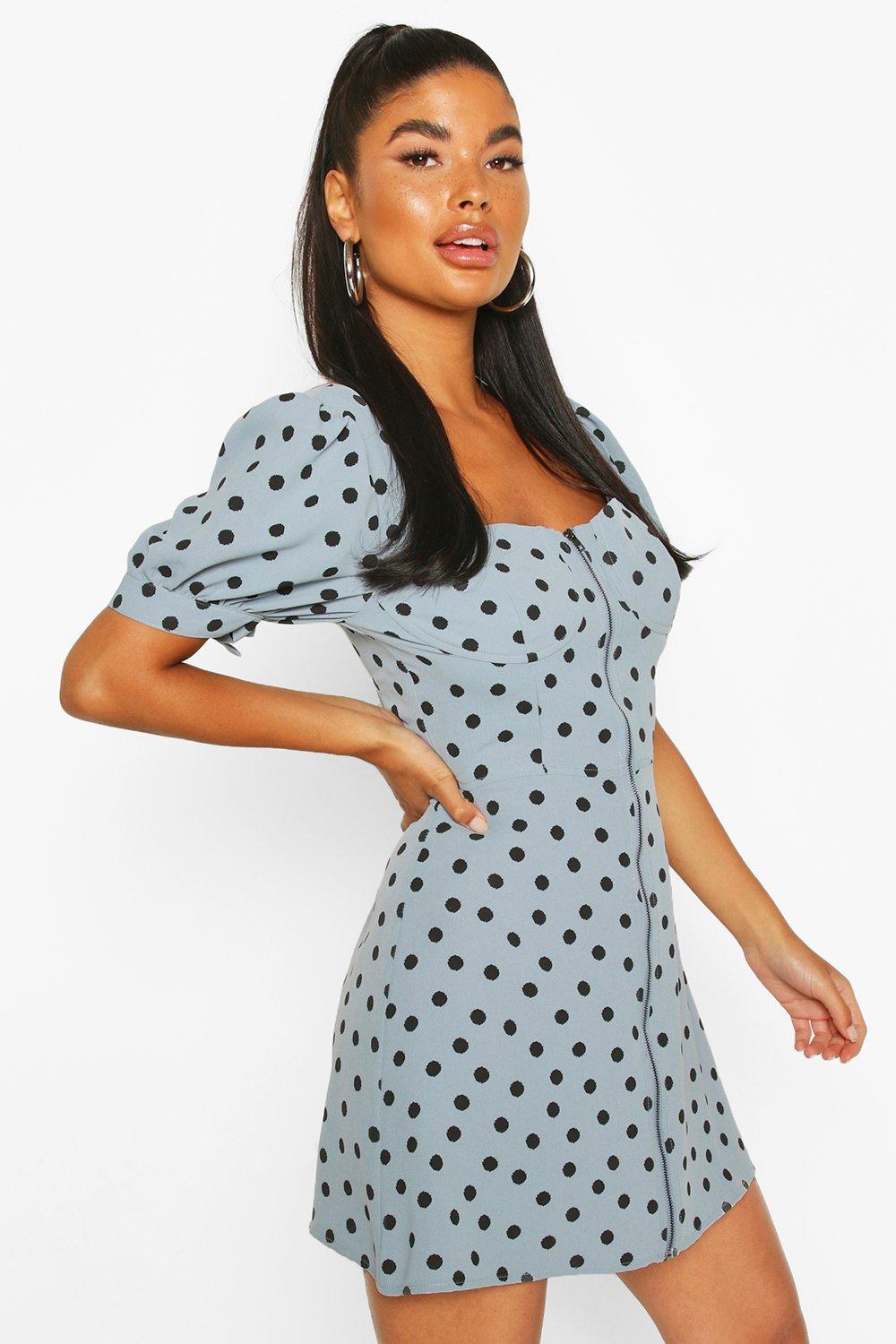 boohoo green polka dot dress