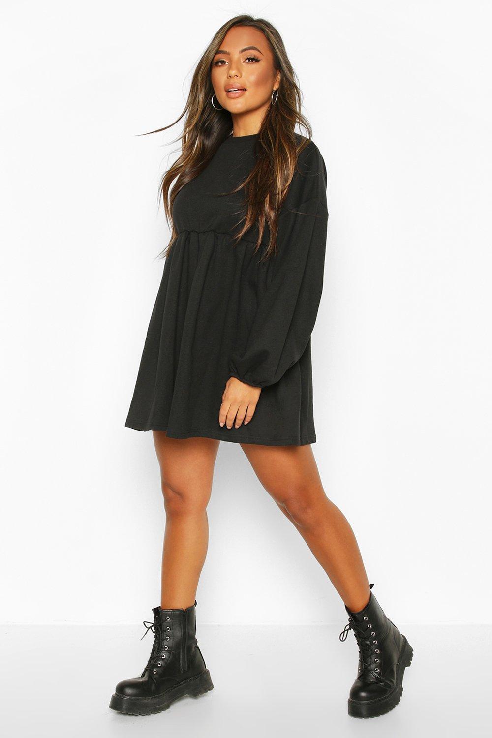 Petite black 2025 smock dress