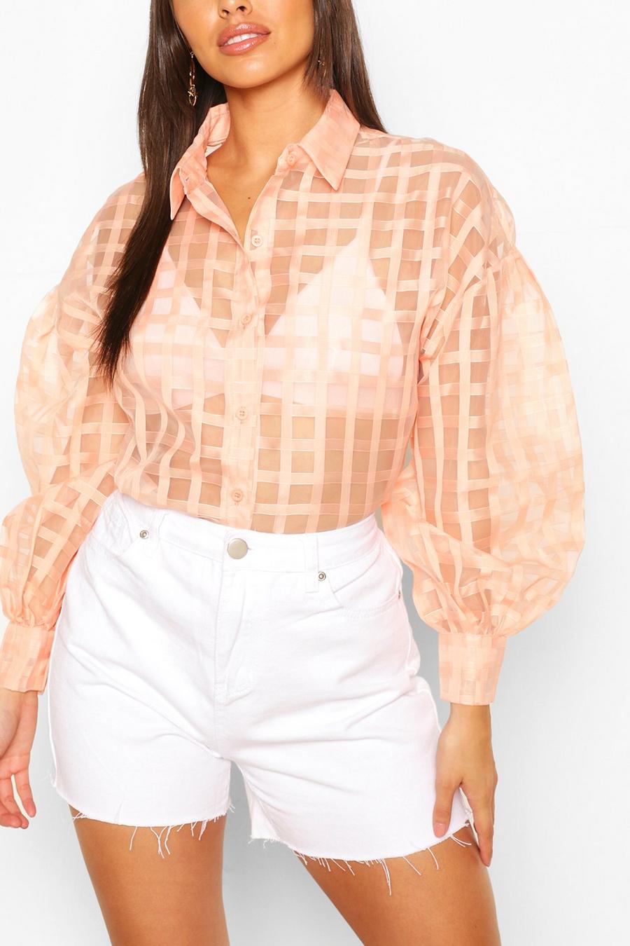 Blush Geruiten overhemd met organzagaas image number 1