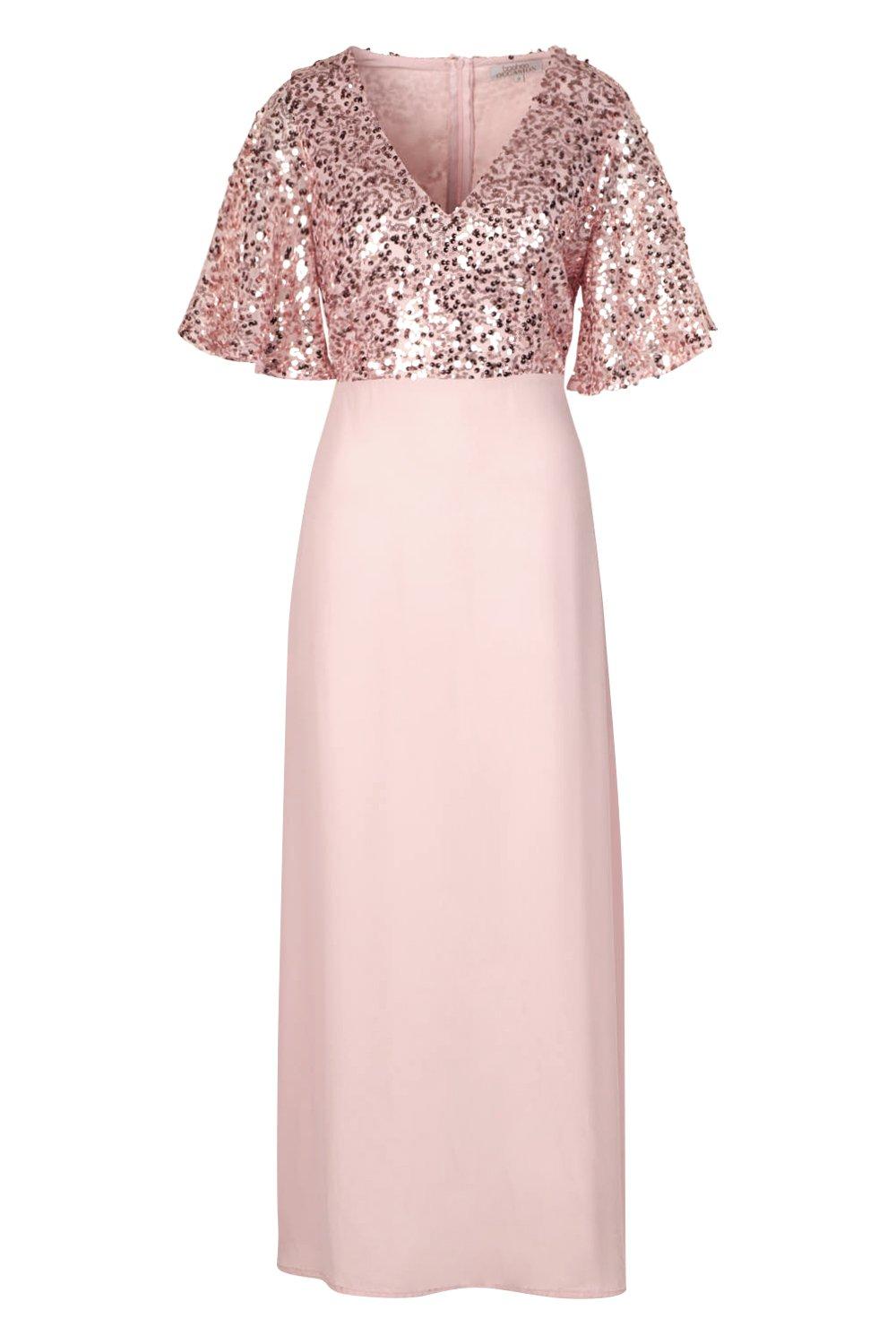 petite blush maxi dress