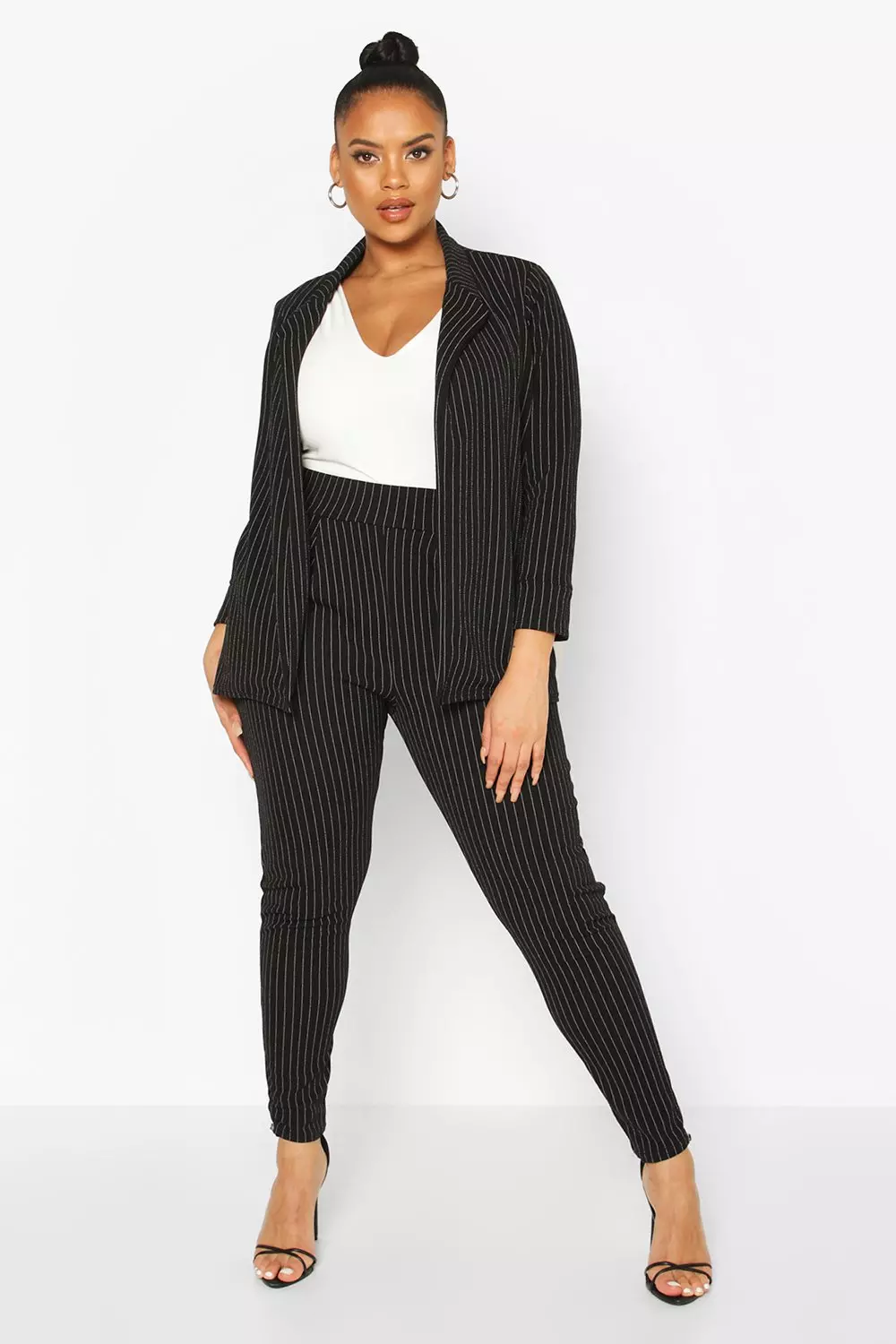 Plus size shop pinstripe blazer