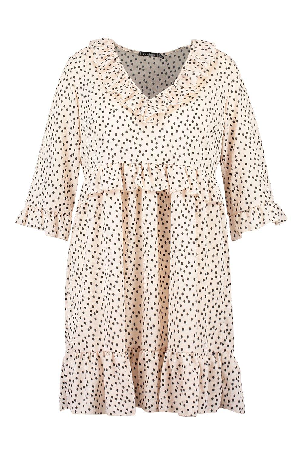 Plus Polka Dot Kimono Sleeve Smock Dress boohoo