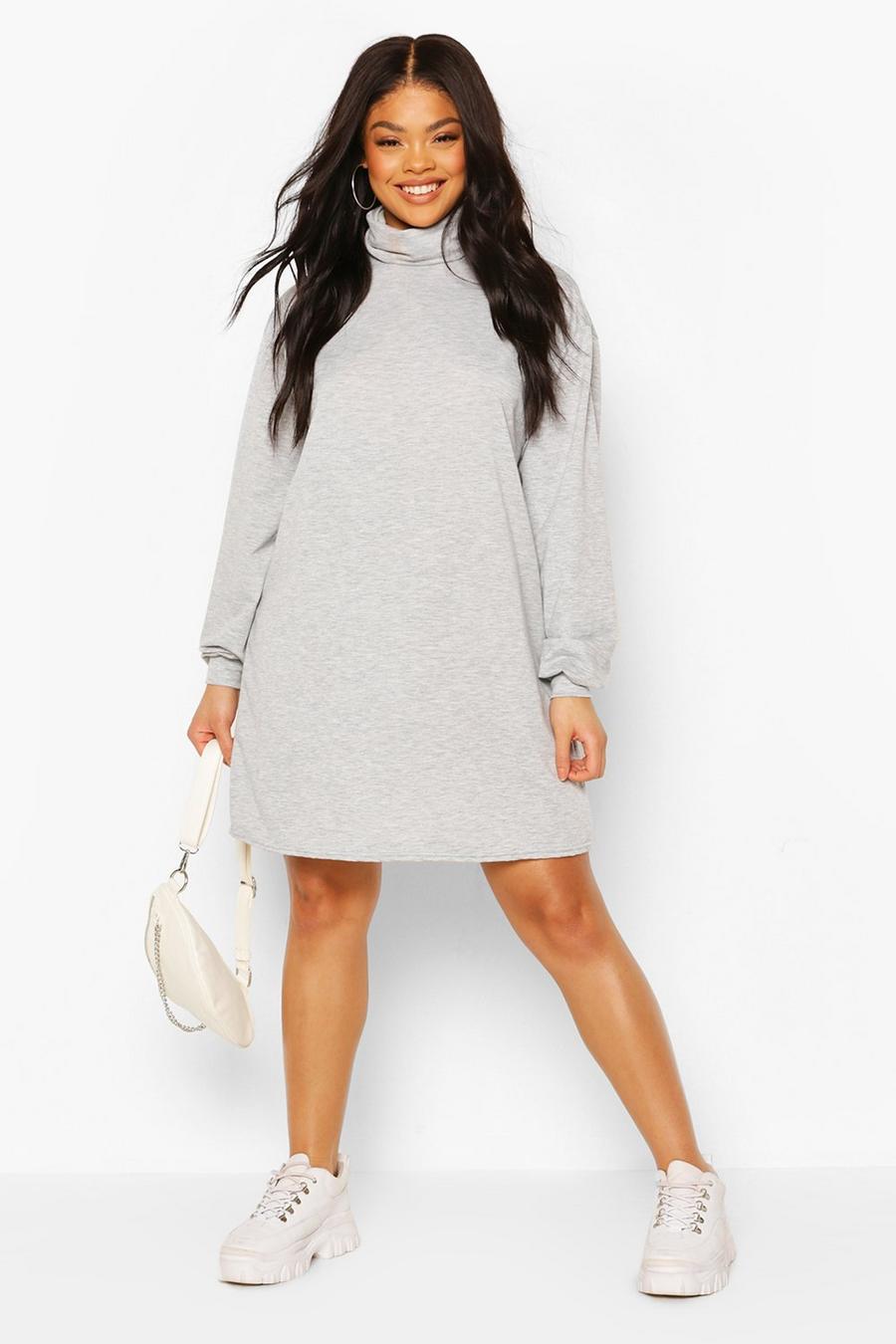 Plus Roll Neck Oversized Sweat Dress image number 1