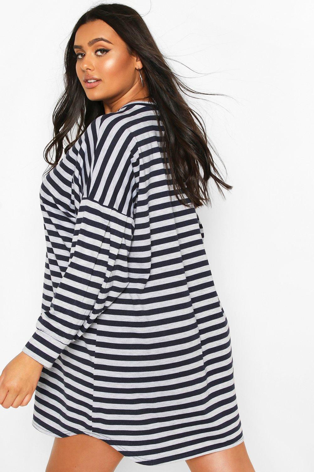 striped balloon sleeve dress