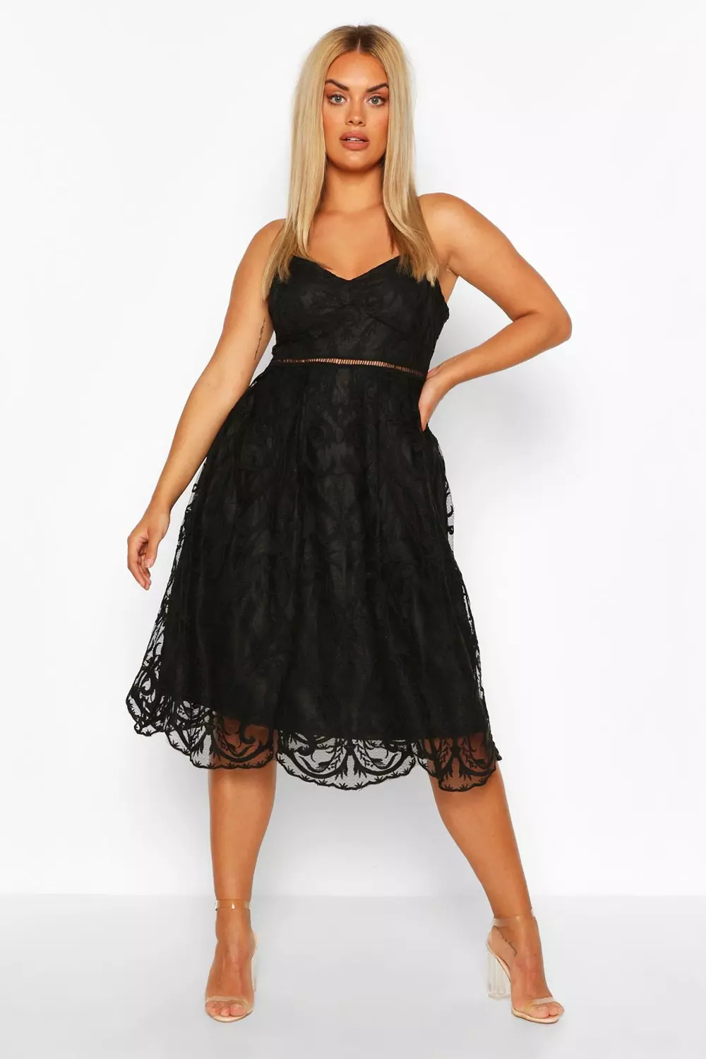 Crochet lace clearance skater dress