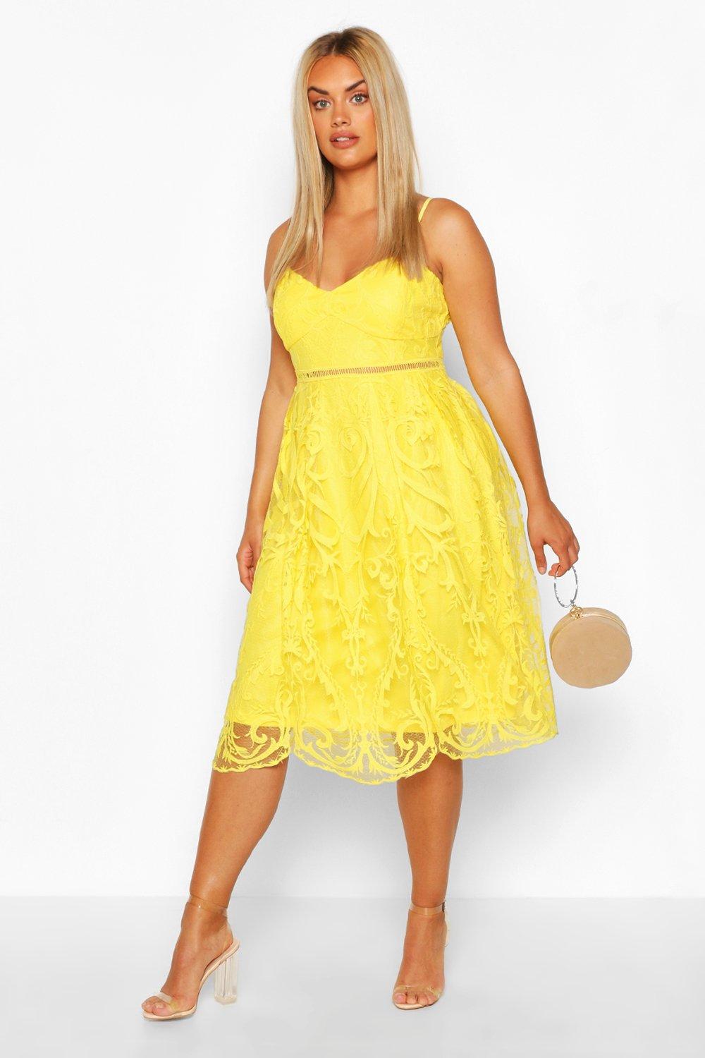 Boohoo yellow 2024 lace dress