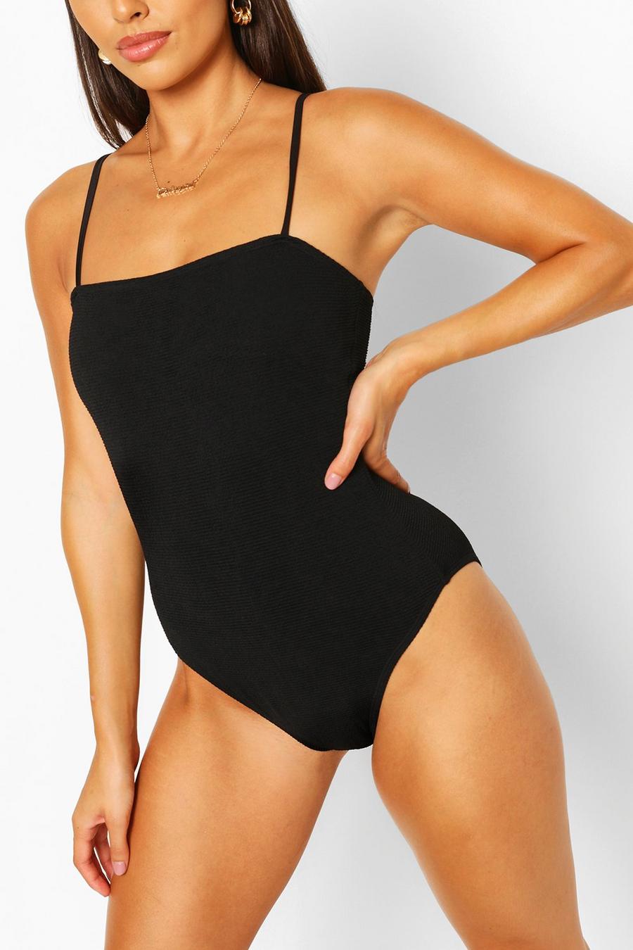 Petite Crinkle Square Neck Swimsuit image number 1