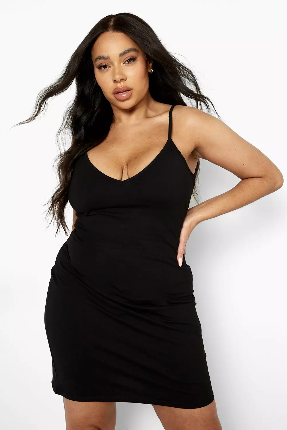 Black spaghetti strap hot sale dress plus size