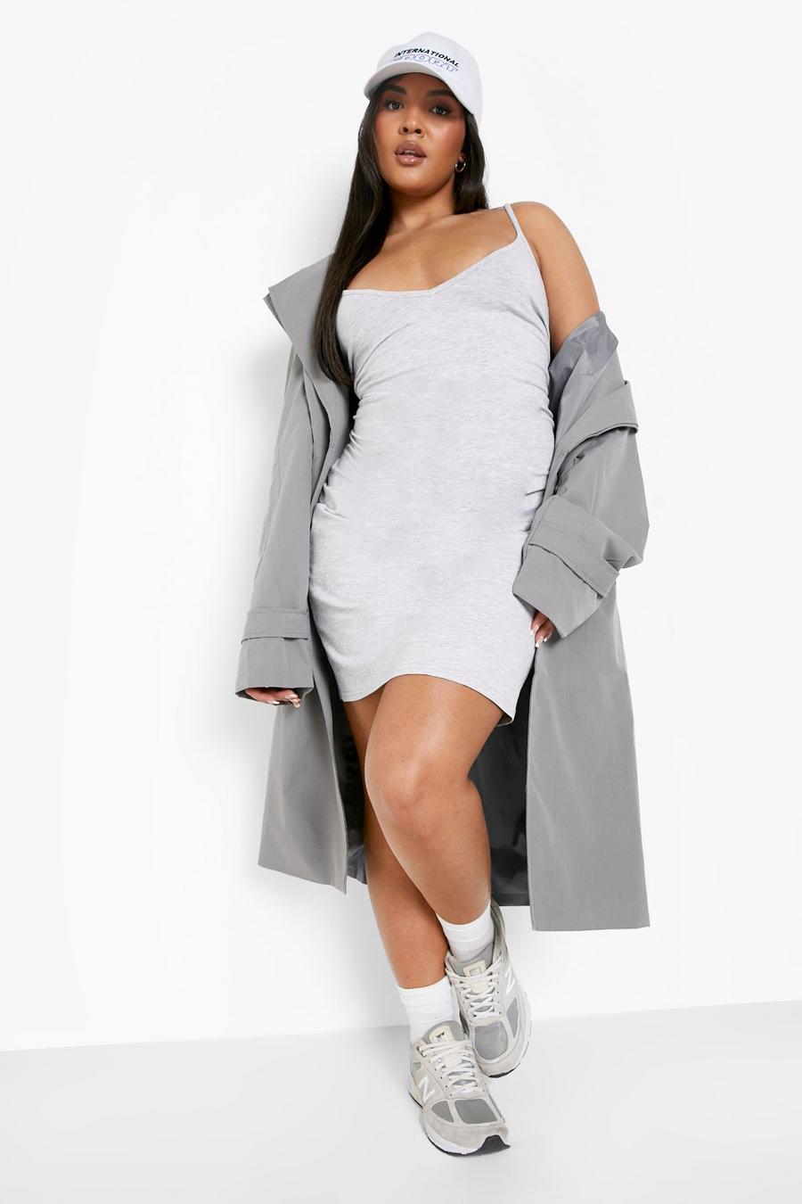 Grey marl Plus Strappy Basic Bodycon Dress image number 1