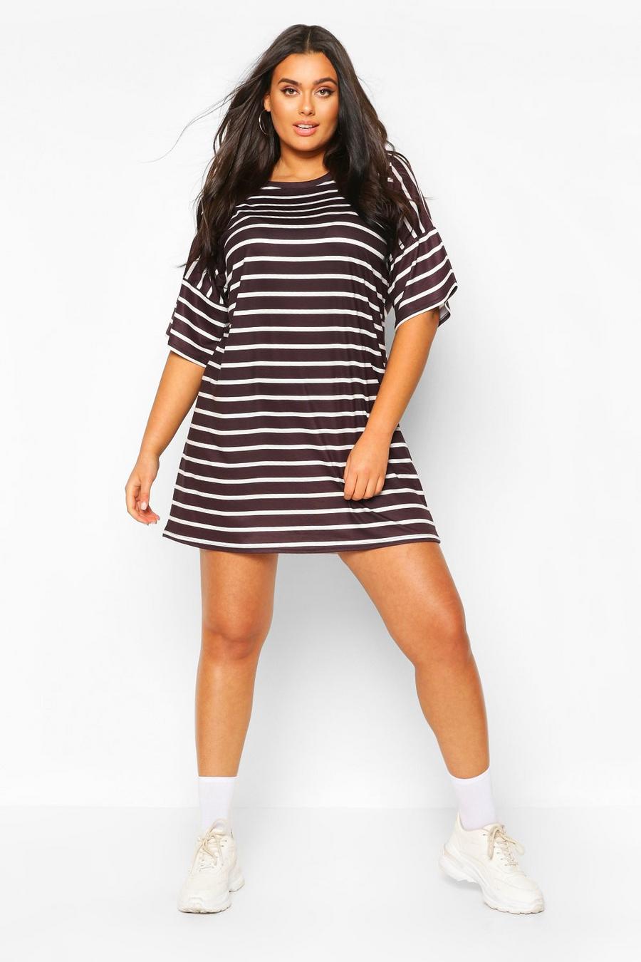 Plus Striped Oversized T-Shirt Dress image number 1