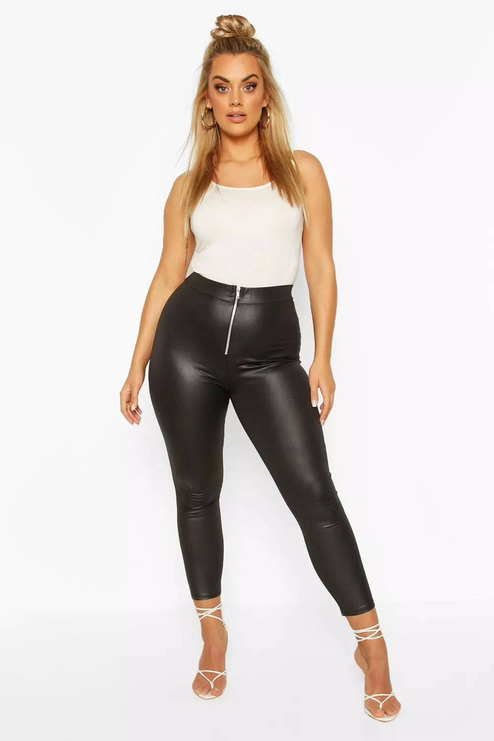 Trendy High Waisted Zip Front Leggings