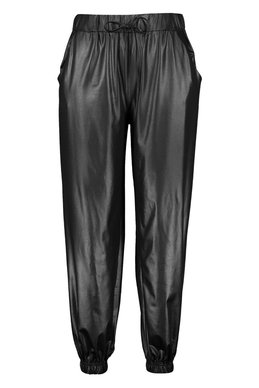 boohoo leather joggers