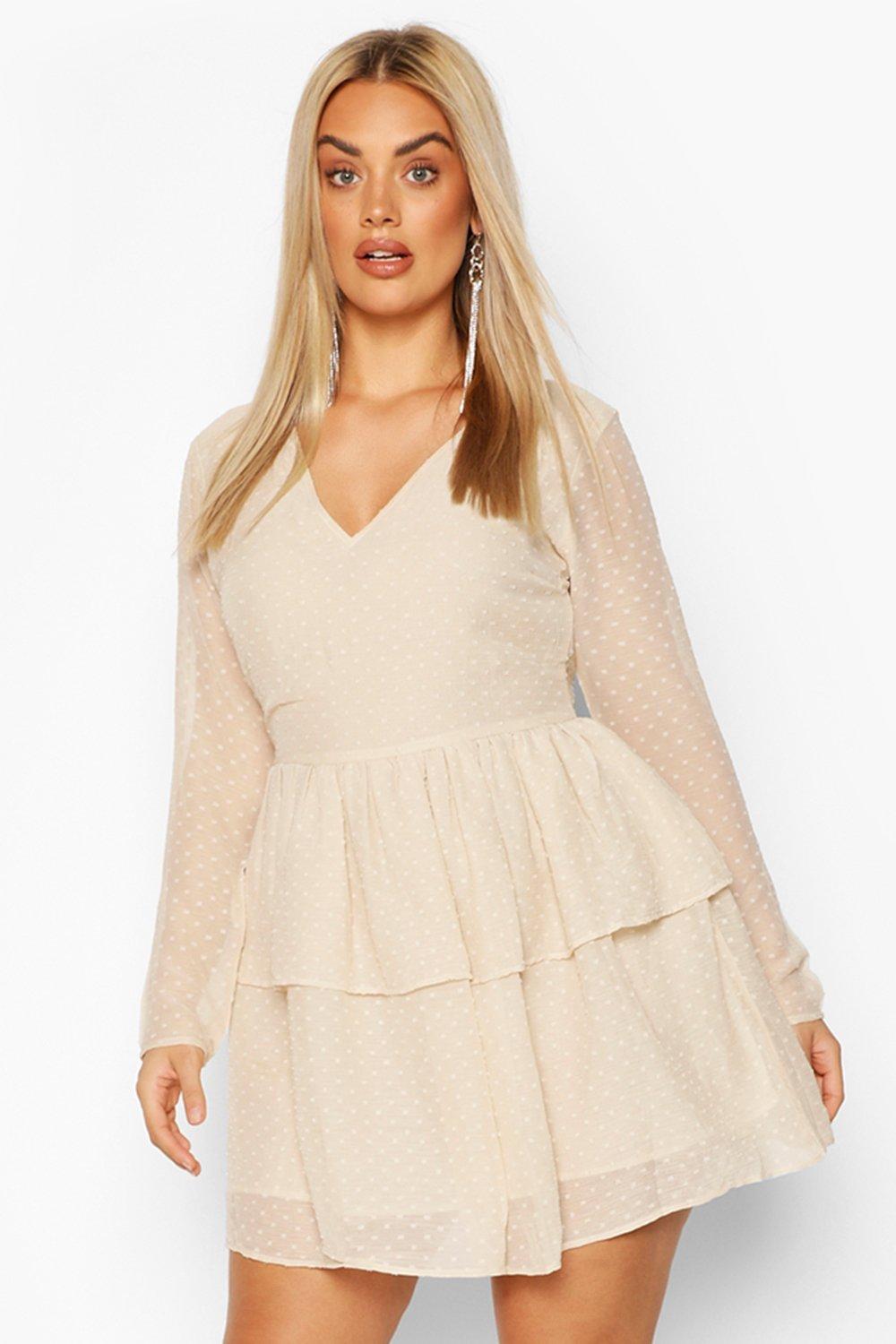 black dobby mesh ruffle skater dress