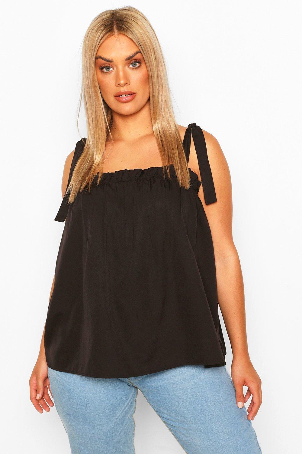 Plus Tie Shoulder Cami Top