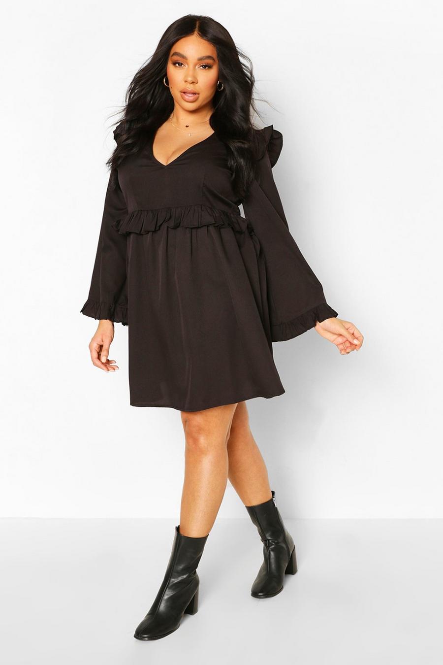 Plus Woven Ruffle Wide Sleeve Skater Dress image number 1