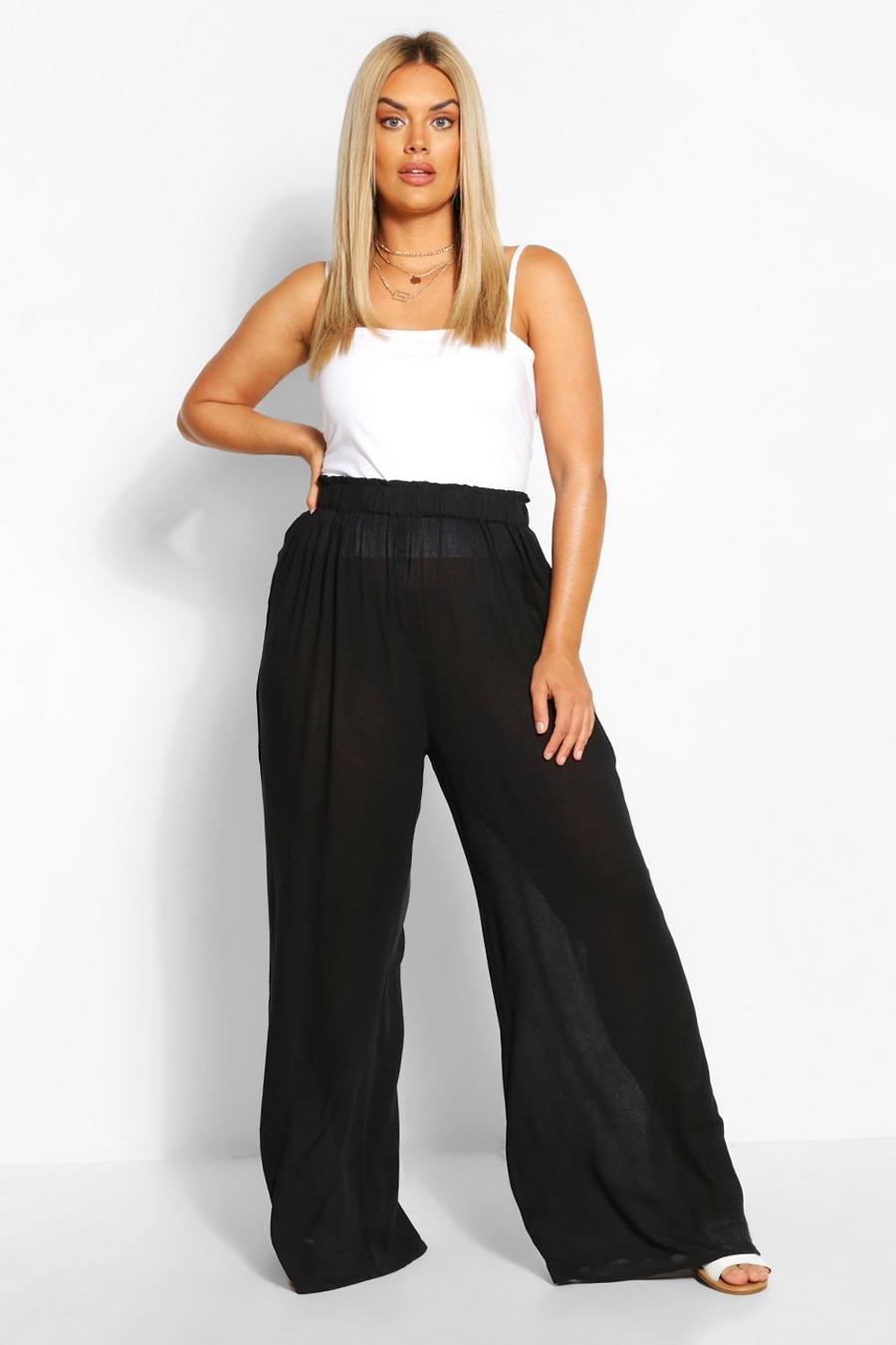 Plus Cheesecloth Wide Leg Pants image number 1