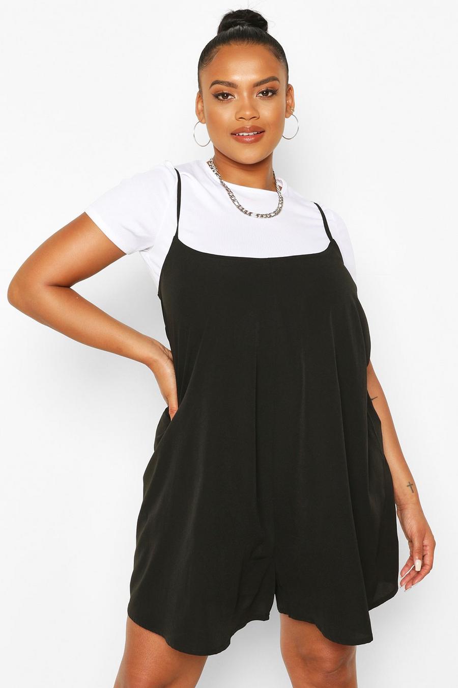 Black Plus Cami Style Swing Playsuit image number 1