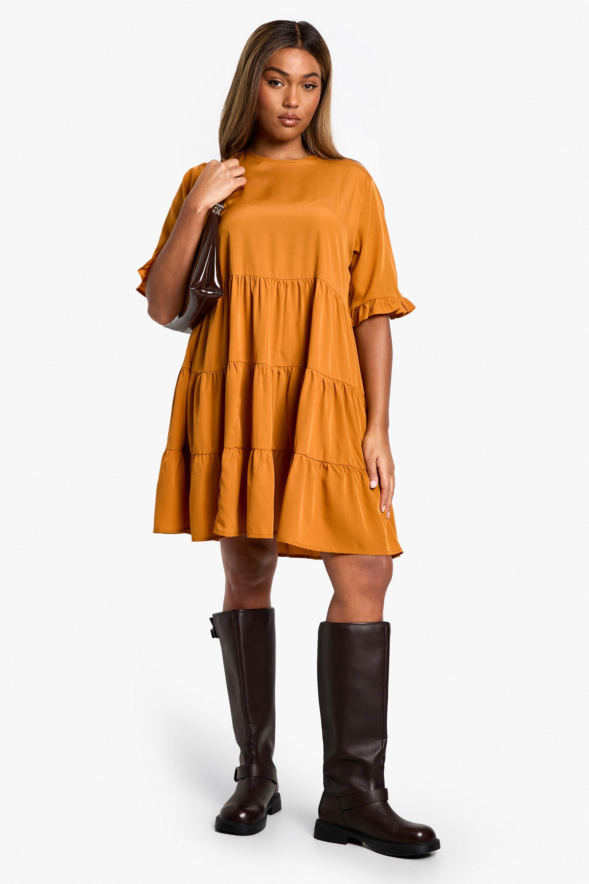 Boohoo mustard clearance dress