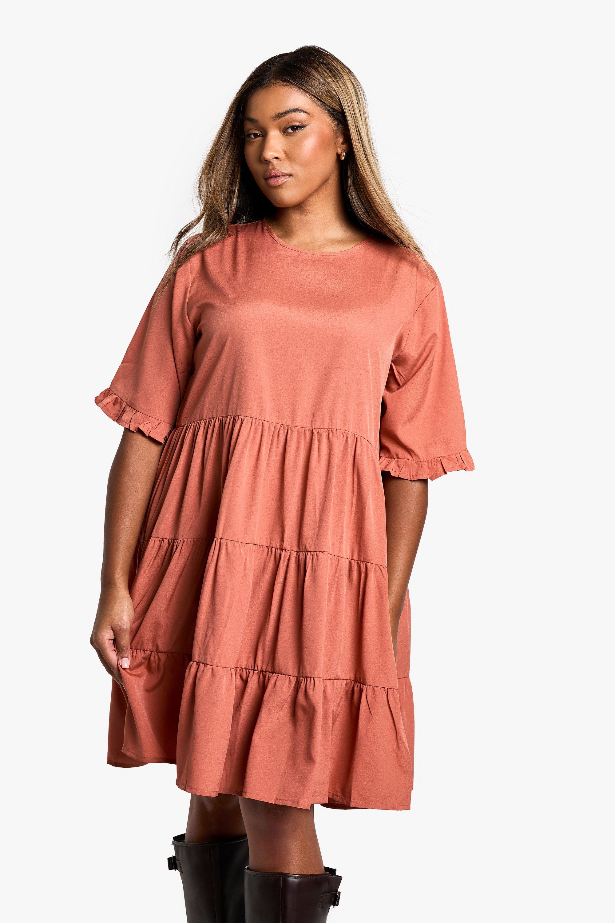 Boohoo plus smock on sale dress