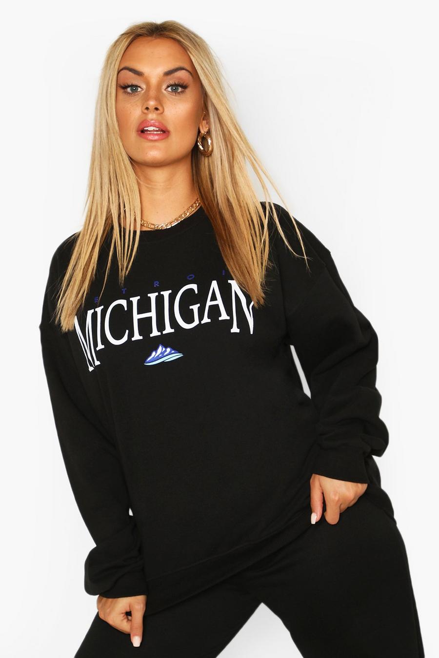 Plus - "Michigan" Oversize sweatshirt med slogan image number 1