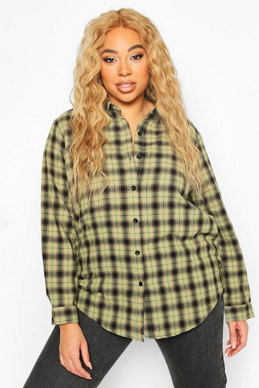 Plus Soft Flannel Oversized Shirt image number 1