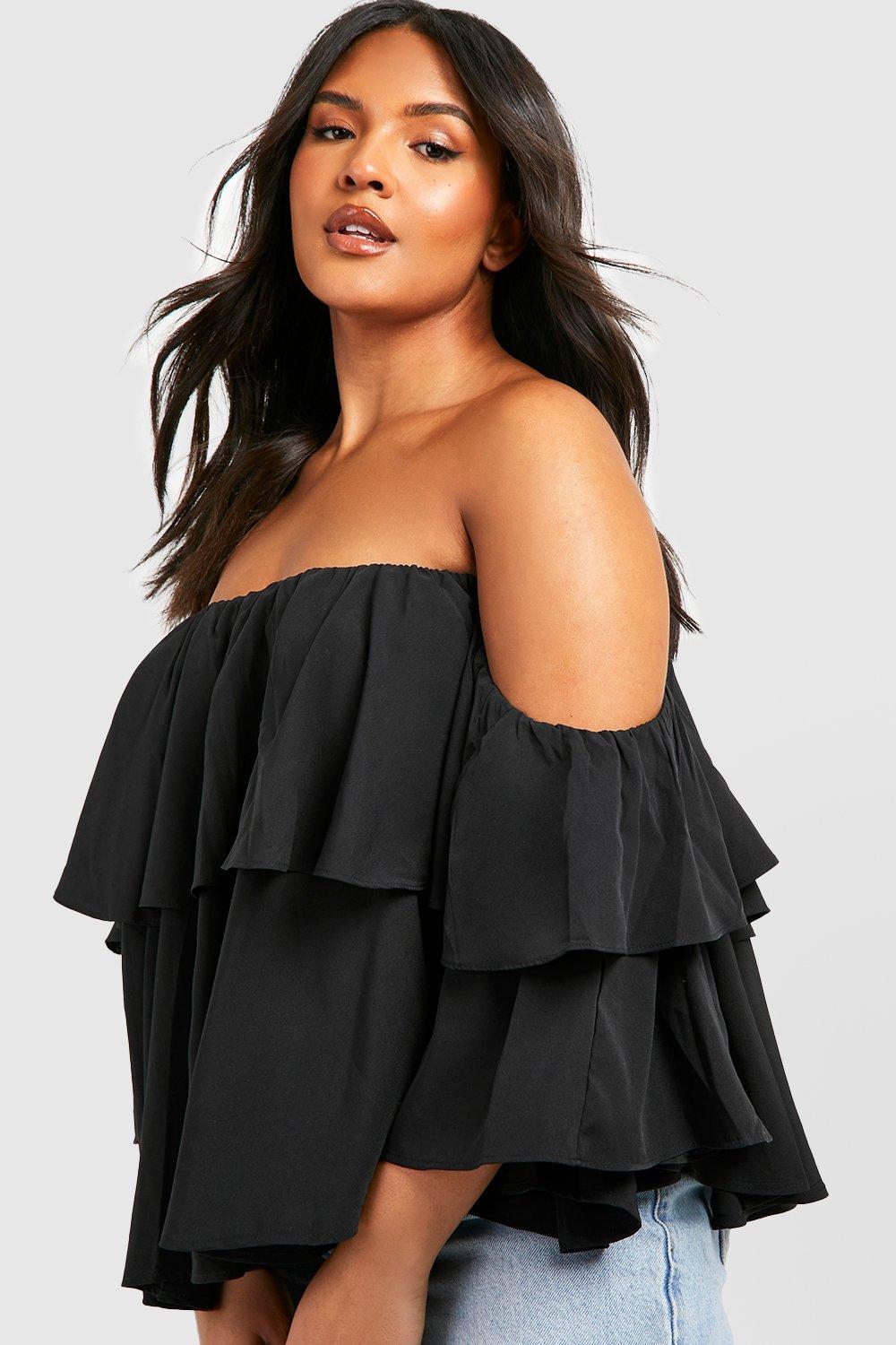 Cold shoulder ruffle online blouse