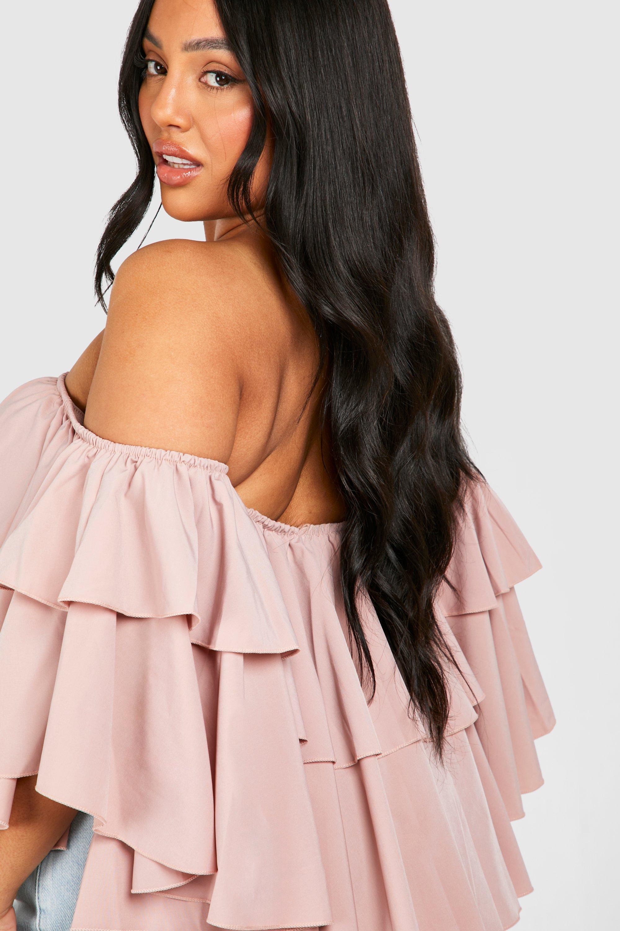 Blinded By Beauty Off The Shoulder Peplum Top (Baby Pink)