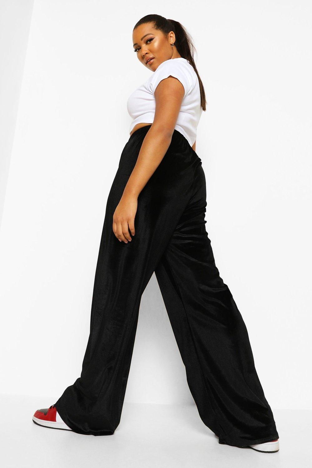 Womens wide best sale leg velour joggers