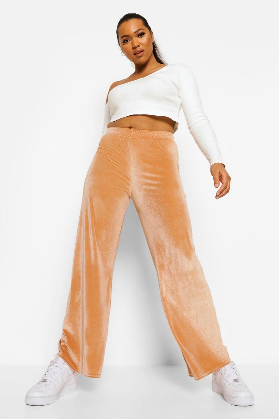 Stone Velour Wide Leg Joggers image number 1