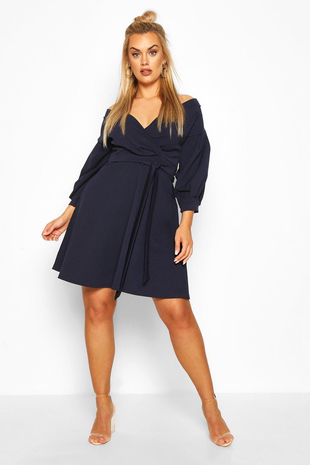 off the shoulder skater dress boohoo